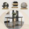 55 Modern Dining Table Set for 4, Black Dining Tabletop and Golden Metal Frame, Rectangle Dining Room Table with 4 Dark Grey Upholstered Dining Chairs. Dinner table Set for Kitchen and Dining Room. view 4