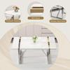 71 Modern Dining Table Set for 8, White Dining Tabletop and Silver Metal Frame, Rectangle Dining Room Table with 8 White Upholstered Dining Chairs. Dinner table Set for Kitchen and Dining Room. view 4
