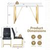 55 Modern Dining Table Set for 4, White Dining Tabletop and Golden Metal Frame, Rectangle Dining Room Table with 4 Black Upholstered Dining Chairs. Dinner table Set for Kitchen and Dining Room. view 3