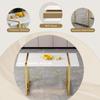 55 Modern Dining Table Set for 4, White Dining Tabletop and Golden Metal Frame, Rectangle Dining Room Table with 4 Black Upholstered Dining Chairs. Dinner table Set for Kitchen and Dining Room. view 4