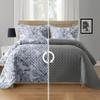 Elegant Comfort 3-Piece Boho Paisley Floral Patchwork Reversible Quilt - Soft Premium Bedspread with Matching Pillow Shams, Premium Stitching All Season Quilted Coverlet - California King, Gray view 1