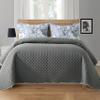 Elegant Comfort 3-Piece Boho Paisley Floral Patchwork Reversible Quilt - Soft Premium Bedspread with Matching Pillow Shams, Premium Stitching All Season Quilted Coverlet - California King, Gray view 3