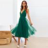 Udeniy Womens Trendy Summer Dresses Short Sleeve V Neck Boho Maxi Dress Flowy Lace Dress Floral Cocktail Dress with Belt view 3