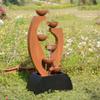 Outdoor Metal Cups Fountain with Rusty Top and Black Basin view 2
