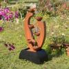 Outdoor Metal Cups Fountain with Rusty Top and Black Basin view 3