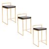 Fuji Stacker Counter Stools for Kitchen Counter in Gold Metal, Counter Height Chairs, Bar Stools Set of 2, Counter Height Chairs, Bar Stools for Kitchen Island (Black Faux Leather) view 1