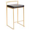 Fuji Stacker Counter Stools for Kitchen Counter in Gold Metal, Counter Height Chairs, Bar Stools Set of 2, Counter Height Chairs, Bar Stools for Kitchen Island (Black Faux Leather) view 4
