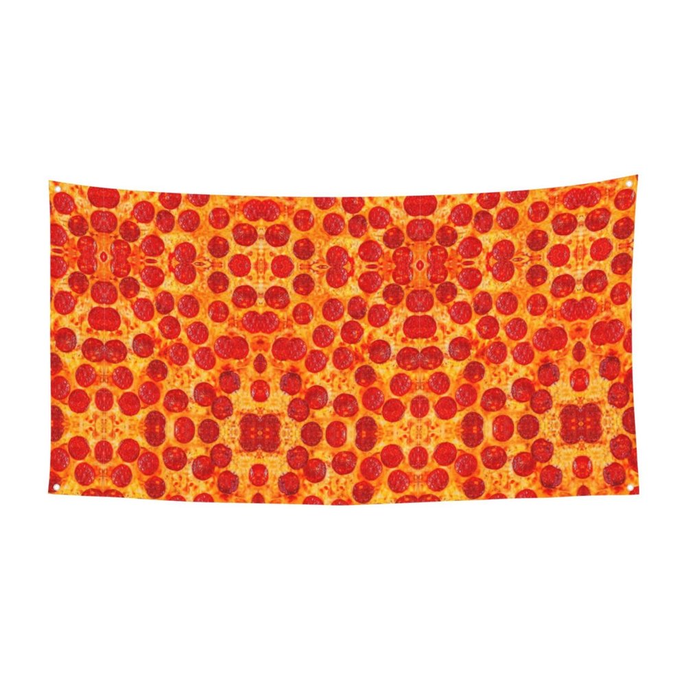3D Pizza Pepperoni print Event background banner hanging flag 70" x 35 Inch Indoor Outdoor Party Decoration
