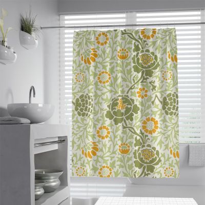 MUKULING Rustic Shower Curtain William Morris Art Grafton Pattern Waterproof Washable Shower Curtain Toilet for Bathroom Bath Decor with Hooks W72xL84in
