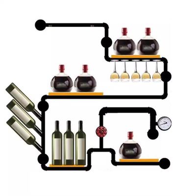 AEYSD-456 Wine Rack Creative Wine Cooler Home Wall-Mounted Wine Rack Industrial Style Iron Pipe Shelf Wall Decoration Wine Storage Organizer