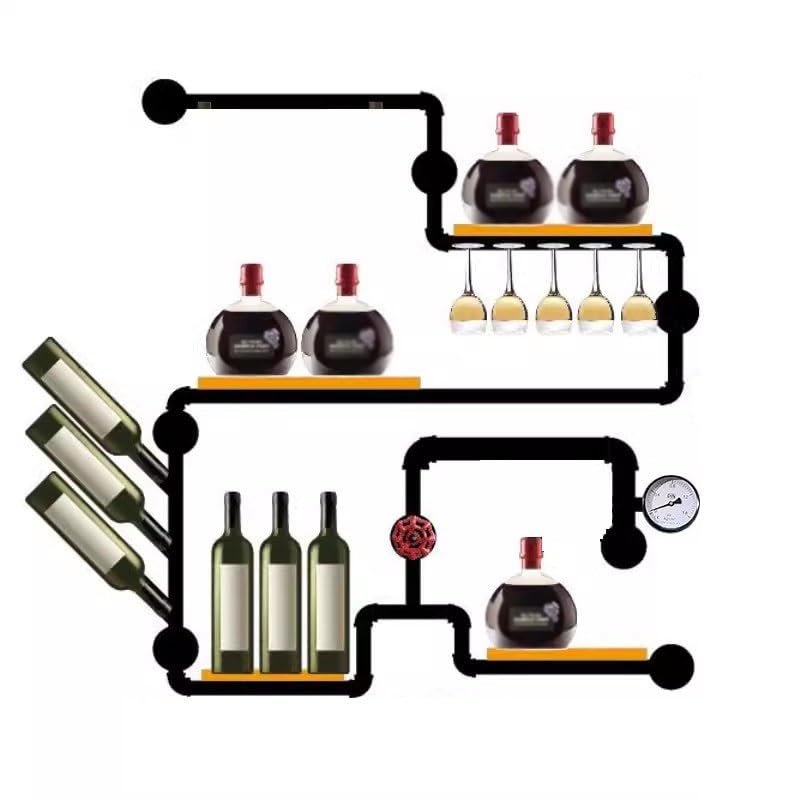 AEYSD-456 Wine Rack Creative Wine Cooler Home Wall-Mounted Wine Rack Industrial Style Iron Pipe Shelf Wall Decoration Wine Storage Organizer