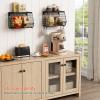Goozii Black Kitchen Wall Hanging Storage Basket Set of 2, Rustic Stackable Kitchen Counter Fruit Organizer, Wire Baskets Container for Veggie, Garlic, Produce, Onion and Potato (Black Shelf) view 3