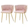 ECHINGLE Velvet Dining Chairs Set of 2, Modern Upholstered Dining Chairs with Gold Metal Legs for Dining Room, Vanity, Kitchen, Living Room(Pink) view 1