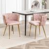 ECHINGLE Velvet Dining Chairs Set of 2, Modern Upholstered Dining Chairs with Gold Metal Legs for Dining Room, Vanity, Kitchen, Living Room(Pink) view 2