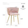 ECHINGLE Velvet Dining Chairs Set of 2, Modern Upholstered Dining Chairs with Gold Metal Legs for Dining Room, Vanity, Kitchen, Living Room(Pink) view 3