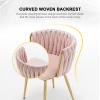 ECHINGLE Velvet Dining Chairs Set of 2, Modern Upholstered Dining Chairs with Gold Metal Legs for Dining Room, Vanity, Kitchen, Living Room(Pink) view 4