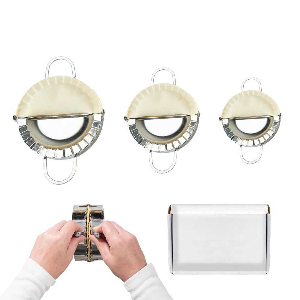 YMOXYI 3-in-1 Dumpling Maker, Pierogi Maker, and Empanada Maker Press, 304 Stainless Steel with 3 Sizes (4, 5, 6) for Homemade Dumplings, Pastries and