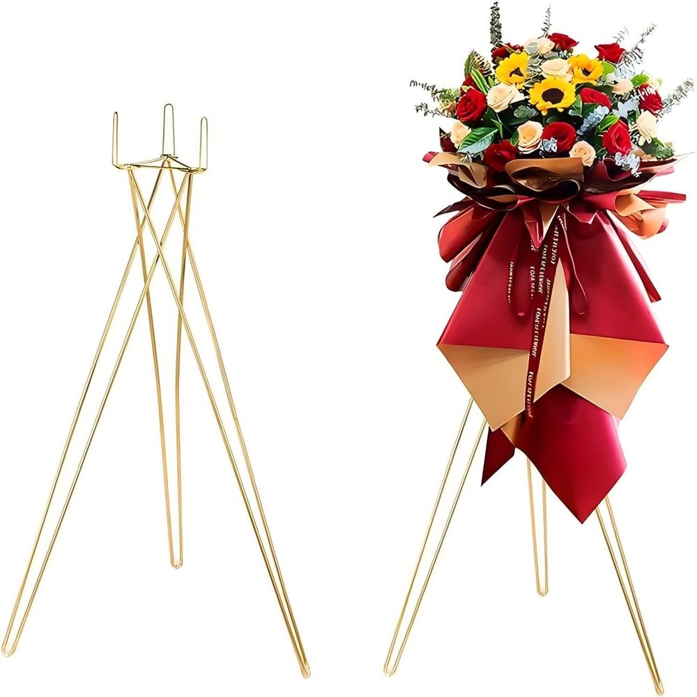 Yiqiying 2 Pcs Gold Flower Stand Display -41.3IN Flower stand for Wedding, Metal flower Display Stand for Wedding Bases Para Arreglos Florales flower Stand display gold centerpieces for wedding