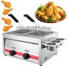Eastnmythet 10L x 2 Professional Gas Deep Fryer Commercial 2 Tanks Fryer Stainless Steel Oil Fryer with Seasoning Tank view 1