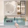 QWEASDF Mirror Cabinet for Bathroom,Bathroom Medicine Cabinet with Lights,LED Bathroom Medicine Cabinet,with Door Bathroom Mirror Cabinet with Defogger, Time Display(Beige,W70*H70cm/W27.5*H27.5in) view 3