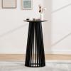 DUOMAY Black Round Bar Table, 43.5" High Wood Bar Table with Stylish Geometric Base, Modern Style Cocktail Tables for Parties, Kitchen, Dining Room, Coffee Shop view 1