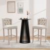 DUOMAY Black Round Bar Table, 43.5" High Wood Bar Table with Stylish Geometric Base, Modern Style Cocktail Tables for Parties, Kitchen, Dining Room, Coffee Shop view 3