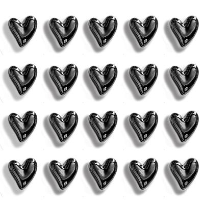 Janvelle 20PCS Black Refrigerator Magnets Love Heart Magnets for Fridge Cute Decorative Magnetic Stickers 0.83in Small Home Kitchen Magnet Set Lovely Color Decoration for Office Whiteboard