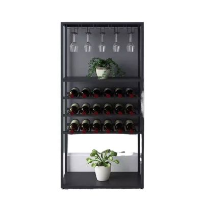 AEYSD-456 Wine Rack Wine Cooler Wine Red Wine Iron Household Floor Small Wine Rack Storage Display Shelf Shelf Wine Glass Racks Wine Storage Organizer(Black)