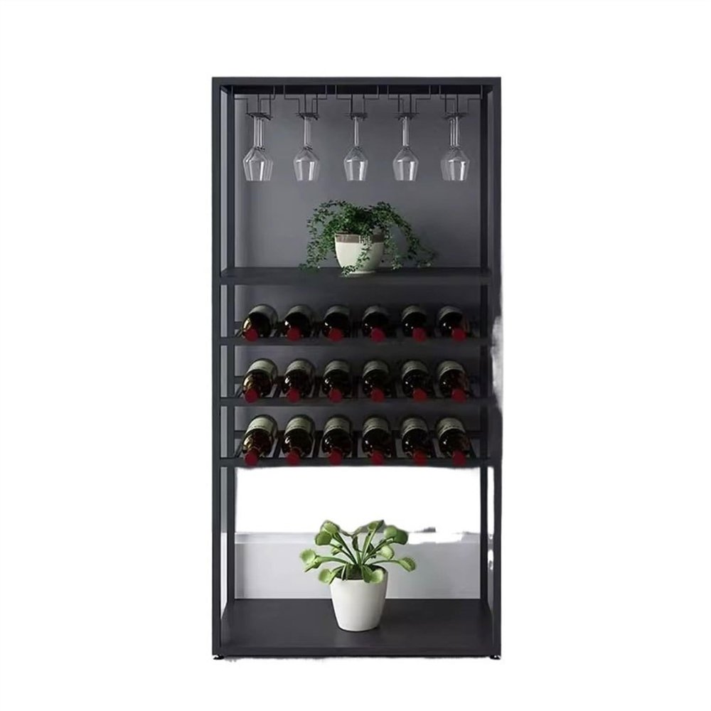 AEYSD-456 Wine Rack Wine Cooler Wine Red Wine Iron Household Floor Small Wine Rack Storage Display Shelf Shelf Wine Glass Racks Wine Storage Organizer(Black)