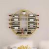 AEYSD-456 Wine Rack Round Wine Rack Wall-Mounted Wine Rack Living Room Shelves Home Display Rack Decorative Rack Bar Wine Glass Holder Wine Storage Organizer(Gold,60 * 60 * 11) view 3