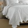 camandy Cotton Quilt Bedding Set Reversible Lightweight Coverlet for All Seasons, 3 Pieces Embossed Floral Solid White Bedspread with Ruffled Edge, Queen Size view 4