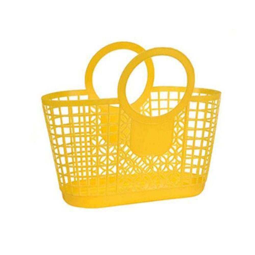 HomeLoft Basics Plastic Storage Basket with Handle, Plastic Shopping Baskets Kitchen Fruit Vegetable Storage Basket Portable Shower Bath Baskets(yellow), AM15SD0EQ91US