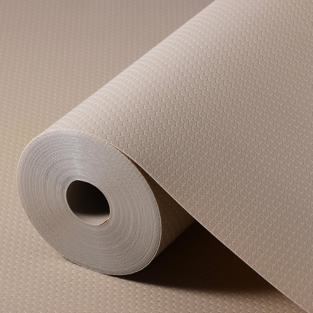 Beige Shelf Liners for Kitchen Cabinets Non Adhesive Drawer Liner for Bathroom Waterproof Refrigerator Liners for Shelves Fridge Plastic Mats Cabinet Cupboard Liner 23.6 x 78.7 Inches