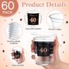 Amyhill 60 Pack 40th Birthday Plastic Cup Bulk 12 oz Cheers to 40 Years Disposable Clear Cup Happy Birthday Party for Men Women Rose Gold Decorations Party Favors Anniversary view 2