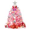 2FT Mini Pink Christmas Tree, Small Christmas Tree with Lights, Prelit Tabletop Christmas Trees with 100 Branch Tips and 60+ DIY Ornaments, Christmas Decorations Indoor and Gifts for Men Women view 1