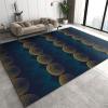 Abstract Blue and Gold Circles Area Rugs, Modern Home Decor Area Rug for Living Room, Anti-Slip Hardwearing Non-Shedding Easy Clean Floor Mat for Sofa Bedroom Entryway Hallway Bath Room 4x6ft view 1
