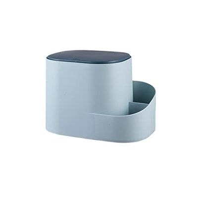 Trash Garbage Can Creative Desktop Multi-Function Trash Can Home Living Room Mini Press Trash Can with Lid Office Storage Paper Basket with Lid (Color : Blue)