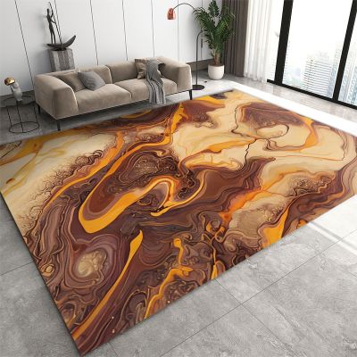 Area Rugs 4x6ft, Abstract Fluid Art Carpet for Bedroom, Orange Irregular Pattern Rug for Living Room Easy to Clean for Indoor Outdoor Hardwood Floors Home Decor