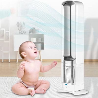 Waloy Portable Bladeless Fan, 32Oscillating Tower Fan with Remote, Quiet Cooling Bladeless Floor Fans with 8 Speeds, LED Display, Easy to Clean, for Indoor Home, Office