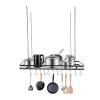 RABEEXP Ceiling Pot Rack with 12 Hooks - 31.5x15.7x1.97 Inch Multi-Purpose Organizer for Home, Restaurant, Kitchen Cookware Organization view 1