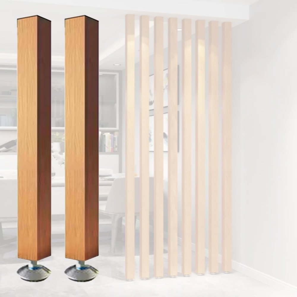 Wood Slat Room Dividers Floor to Ceiling, 8 7 6 5 4 3 Feet Tall Wall Partition Screen Post for Office, Stairway, Lofts and Porch, Modern Living Room Decorative Panel(2 Pack,225cm/88.5in/7.38ft)