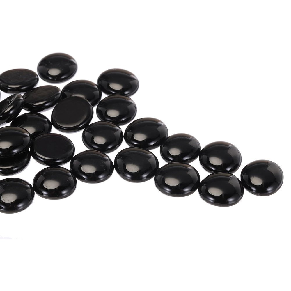 MECCANIXITY Glass Beads,36pcs Flat Glass Gemstone Black 0.44lbs (0.67-0.87") Glass Marbles Pebbles for Vase Fillers Aquarium Decor DIY Craft
