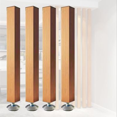 Wood Slat Room Dividers Floor to Ceiling, 8 7 6 5 4 3 Feet Tall Wall Partition Screen Post for Office, Stairway, Lofts and Porch, Modern Living Room Decorative Panel(4 Pack,200cm/78.7in/6.56ft)