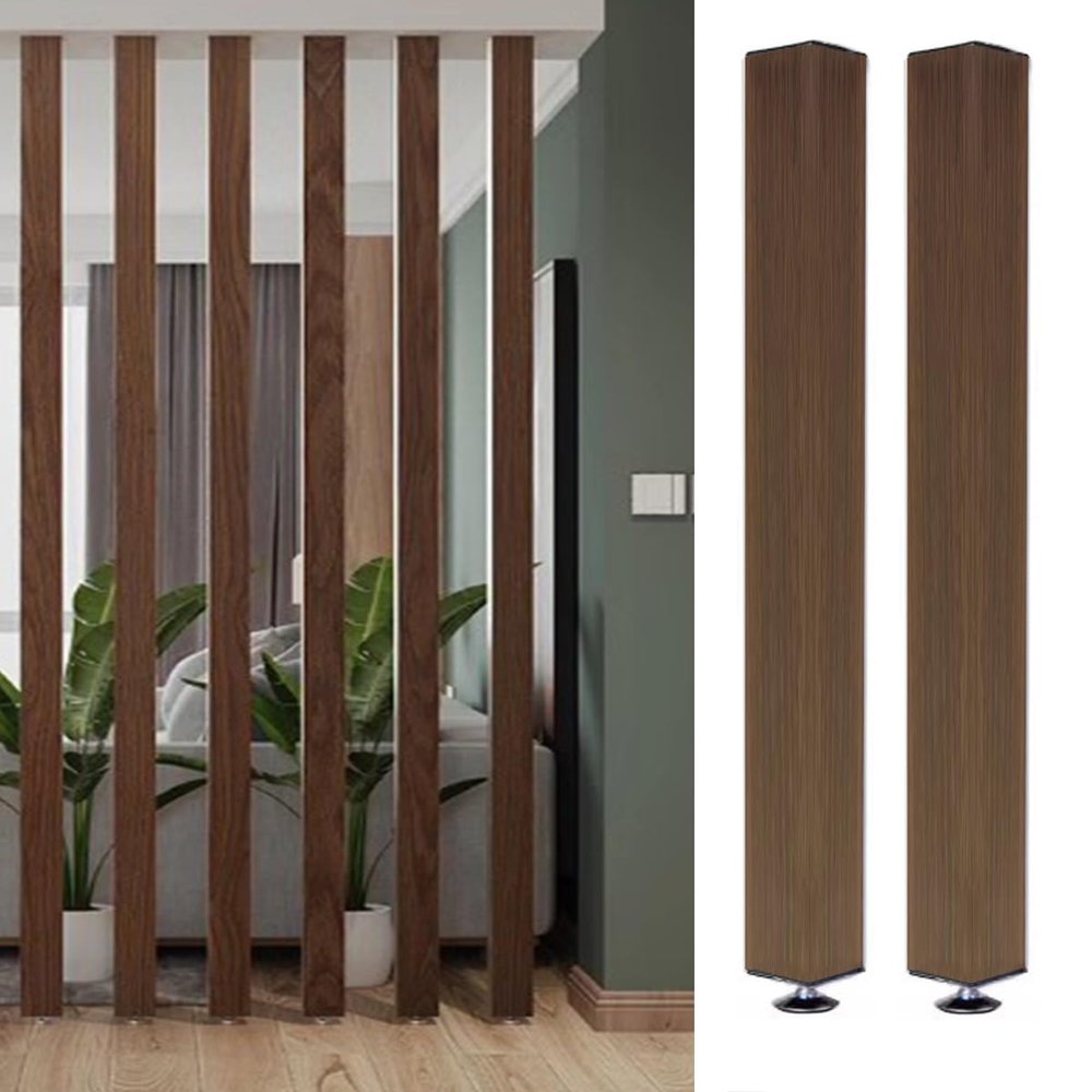 ZAQYCM Rustic Room Divider Wood Columns, Living Room Kitchen Bedroom Bathroom Home Entryway Wood Slat Wall Post Partition Floor to Ceiling, No Drill Installation(2 Pack,200cm/78.7in/6.56ft)
