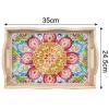 Generic DIY Diamond Serving Tray Rectangular Upgrade Increase Breakfast Tray with Handles Handmade Diamond Art Painting Wooden Tray Dinner Plate for Coffee Living Room Home Organizer-Mandala09 view 4