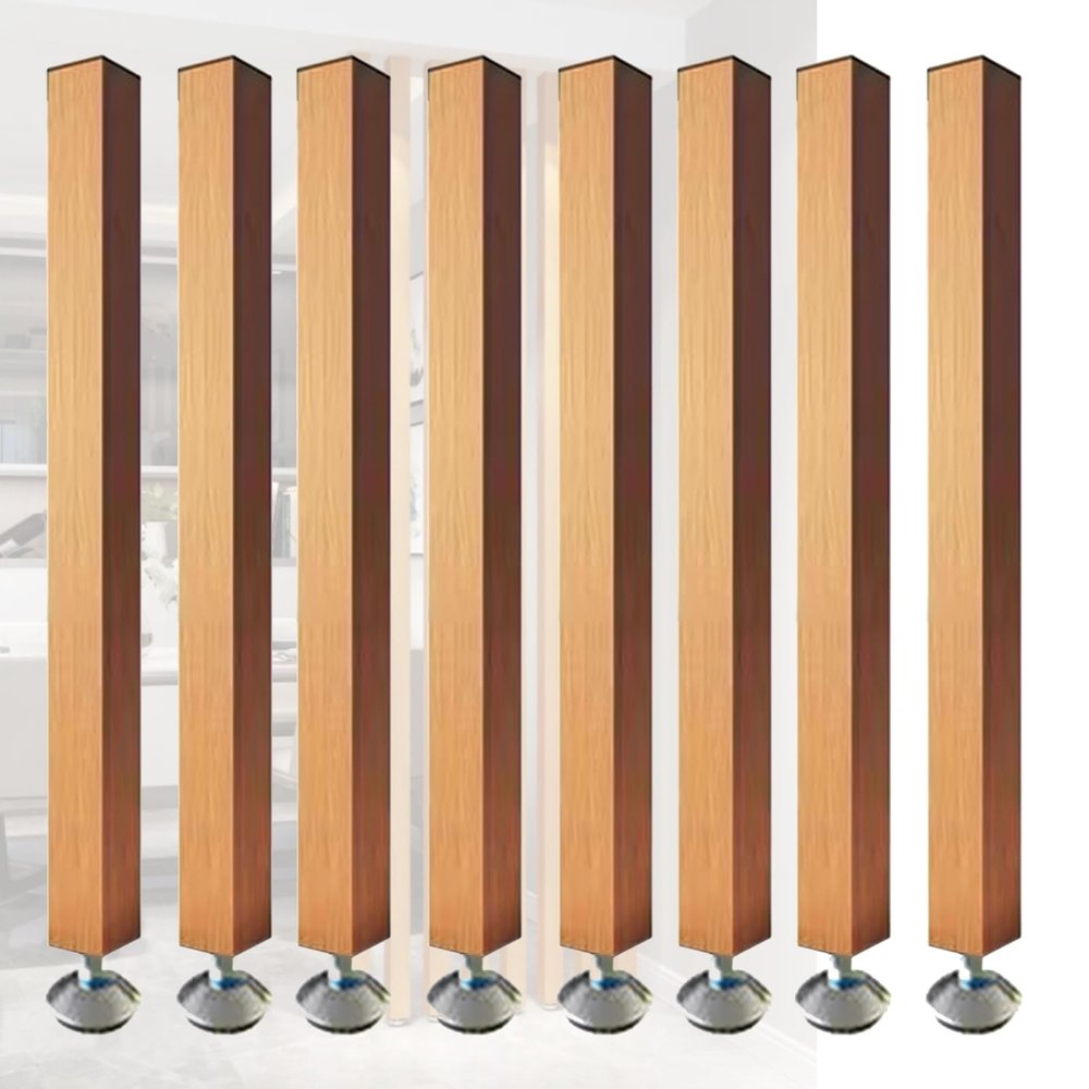 ZAQYCM Wood Slat Room Dividers Floor to Ceiling, 8 7 6 5 4 3 Feet Tall Wall Partition Screen Post for Office, Stairway, Lofts and Porch, Modern Living Room Decorative Panel(8 Pack,90cm/35.4in/2.95ft)