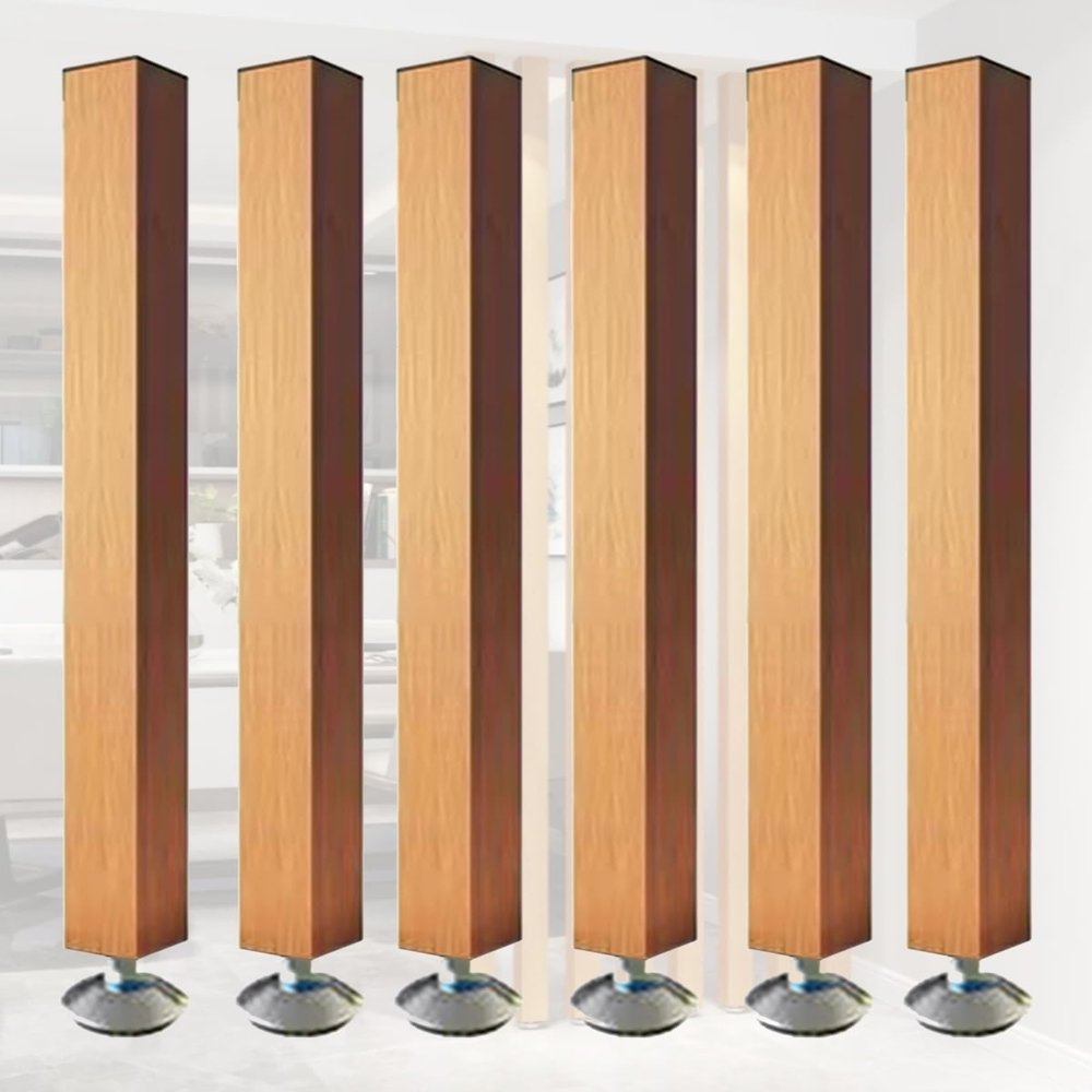 ZAQYCM Wood Slat Room Dividers Floor to Ceiling, 8 7 6 5 4 3 Feet Tall Wall Partition Screen Post for Office, Stairway, Lofts and Porch, Modern Living Room Decorative Panel(6 Pack,110cm/43.3in/3.6ft)