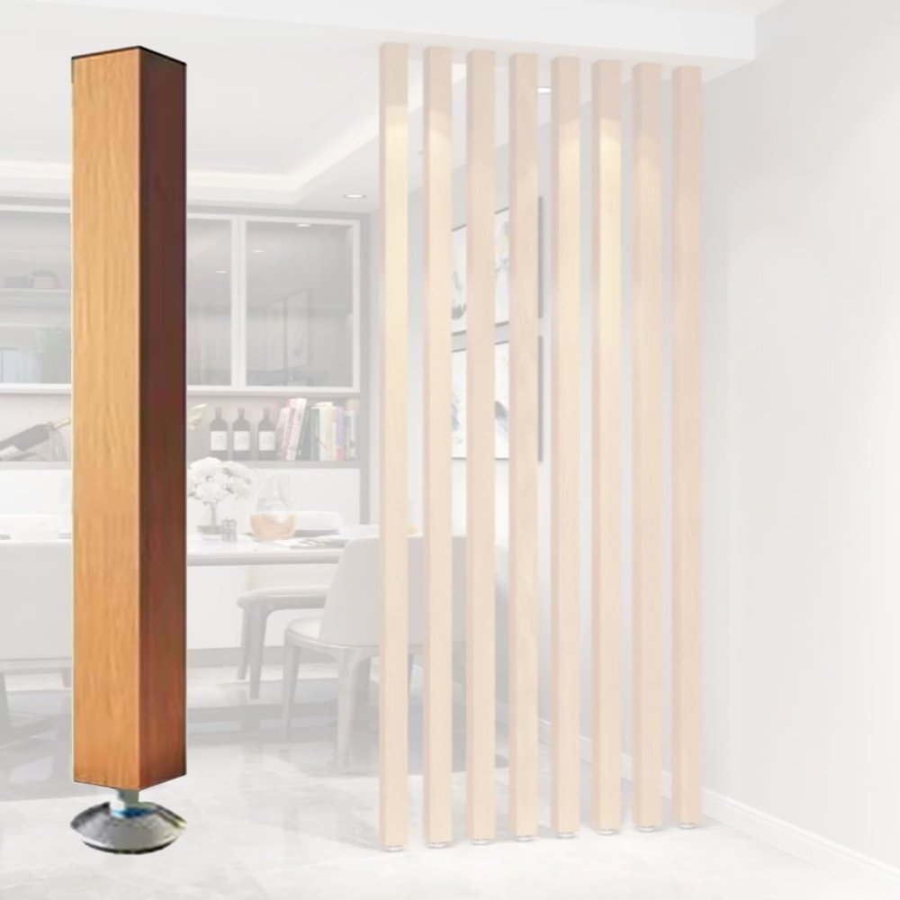ZAQYCM Wood Slat Room Dividers Floor to Ceiling, 8 7 6 5 4 3 Feet Tall Wall Partition Screen Post for Office, Stairway, Lofts and Porch, Modern Living Room Decorative Panel(1 Pack,70cm/27.5in/2.3ft)