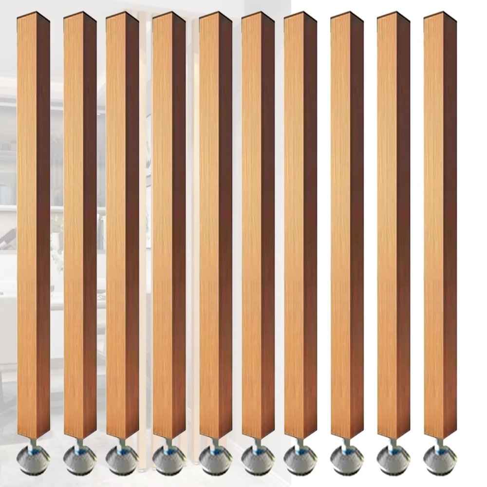 ZAQYCM Wood Slat Room Dividers Floor to Ceiling, 8 7 6 5 4 3 Feet Tall Wall Partition Screen Post for Office, Stairway, Lofts and Porch, Modern Living Room Decorative Panel(10 Pack,165cm/65in/5.41ft)
