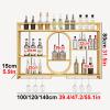 BYJSJY Wine Rack Wall Mounted, LED Lighted Liquor Bottle Display Shelf, Metal Bar Unit Floating Shelves Bottle Holder, Hanging Goblet Display, for Home Kitchen Organizer Decor(Black,120x15x80cm) view 3